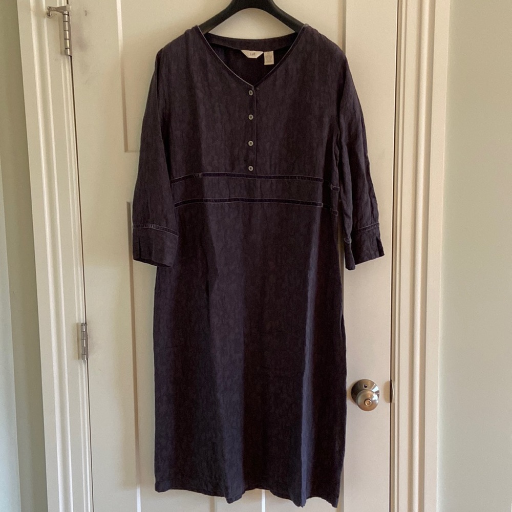 J Jill 3/4 sleeve cotton dress. large - tall size.  Grayish- violet in color.